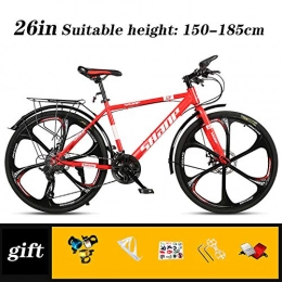 Hmcozy Mountain Bike Hmcozy Mountain Bike, Hard-tail Mountain Bicycle, Dual Disc Brake and Front Suspension Fork, 26inch Mag Wheels, Red, 30 Speed