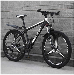 HongTeng Bike HongTeng 24 Inch Mountain Bikes, Mens Women Carbon Steel Bicycle, 30-Speed Drivetrain All Terrain Mountain Bike with Dual Disc Brake (Color : 30 Speed, Size : Black 3 Spoke)