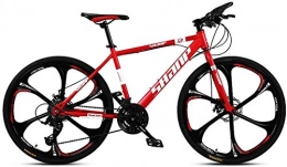 HQQ Mountain Bike HQQ 24 Inch Mountain Bikes, Dual Disc Brake Hardtail Mountain Bike, Mens Women High-carbon Steel All Terrain Alpine Bicycle (Color : 21 Speed, Size : Red 6 Spoke)