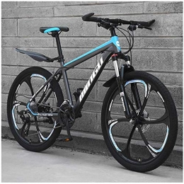 HQQ Bike HQQ 26 Inch Men's Mountain Bikes, High-carbon Steel Hardtail Mountain Bike, Mountain Bicycle with Front Suspension Adjustable Seat (Color : 24 Speed, Size : Cyan 6 Spoke)