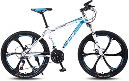 HUAQINEI Mountain Bike HUAQINEI Mountain Bikes, 24 inch bicycle mountain bike adult variable speed light bicycle six wheels Alloy frame with Disc Brakes (Color : White blue, Size : 27 speed)