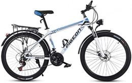 HUAQINEI Bike HUAQINEI Mountain Bikes, 24 inch mountain bike adult male and female bicycle speed city light bicycle spoke wheel Alloy frame with Disc Brakes (Color : White blue, Size : 27 speed)