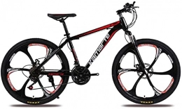 HUAQINEI Mountain Bike HUAQINEI Mountain Bikes, 24 inch mountain bike adult male and female variable speed bicycle six wheels Alloy frame with Disc Brakes (Color : Black red, Size : 24 speed)