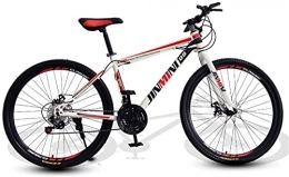 HUAQINEI Mountain Bike HUAQINEI Mountain Bikes, 24 inch mountain bike adult male and female variable speed travel bicycle spoke wheel Alloy frame with Disc Brakes (Color : White Red, Size : 21 speed)