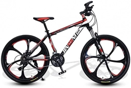HUAQINEI Mountain Bike HUAQINEI Mountain Bikes, 24 inch mountain bike adult men and women variable speed transportation bicycle six wheels Alloy frame with Disc Brakes (Color : Black red, Size : 21 speed)