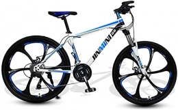 HUAQINEI Mountain Bike HUAQINEI Mountain Bikes, 24 inch mountain bike adult men and women variable speed transportation bicycle six wheels Alloy frame with Disc Brakes (Color : White blue, Size : 21 speed)