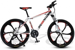 HUAQINEI Bike HUAQINEI Mountain Bikes, 24 inch mountain bike adult men and women variable speed transportation bicycle six wheels Alloy frame with Disc Brakes (Color : White Red, Size : 30 speed)