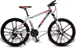 HUAQINEI Mountain Bike HUAQINEI Mountain Bikes, 24 inch mountain bike adult men and women variable speed transportation bicycle ten wheels Alloy frame with Disc Brakes (Color : White Red, Size : 21 speed)