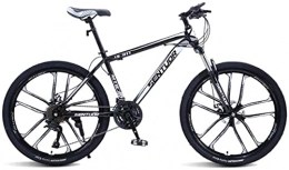 HUAQINEI Mountain Bike HUAQINEI Mountain Bikes, 24-inch mountain bike cross-country variable speed racing light bicycle ten wheels Alloy frame with Disc Brakes (Color : Black and white, Size : 27 speed)
