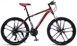 HUAQINEI Mountain Bike HUAQINEI Mountain Bikes, 24-inch mountain bike cross-country variable speed racing light bicycle ten wheels Alloy frame with Disc Brakes (Color : Black red, Size : 21 speed)