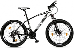 HUAQINEI Mountain Bike HUAQINEI Mountain Bikes, 24 inch mountain bike male and female adult super light racing light bicycle spoke wheel Alloy frame with Disc Brakes (Color : Black and white, Size : 21 speed)