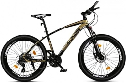HUAQINEI Mountain Bike HUAQINEI Mountain Bikes, 24 inch mountain bike male and female adult super light racing light bicycle spoke wheel Alloy frame with Disc Brakes (Color : Black gold, Size : 21 speed)