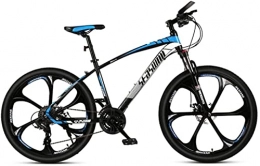 HUAQINEI Bike HUAQINEI Mountain Bikes, 24 inch mountain bike male and female adult ultralight racing light bicycle six- wheel Alloy frame with Disc Brakes (Color : Black blue, Size : 24 speed)