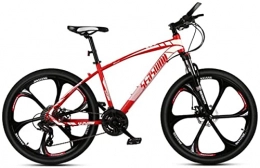 HUAQINEI Mountain Bike HUAQINEI Mountain Bikes, 24 inch mountain bike male and female adult ultralight racing light bicycle six- wheel Alloy frame with Disc Brakes (Color : Red, Size : 21 speed)