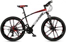 HUAQINEI Bike HUAQINEI Mountain Bikes, 24-inch mountain bike male and female adult ultralight racing light bicycle ten-knife wheel Alloy frame with Disc Brakes (Color : Black red, Size : 21 speed)