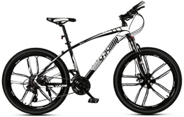 HUAQINEI Mountain Bike HUAQINEI Mountain Bikes, 24-inch mountain bike male and female adult ultralight racing light bicycle ten- wheel Alloy frame with Disc Brakes (Color : Black and white, Size : 21 speed)