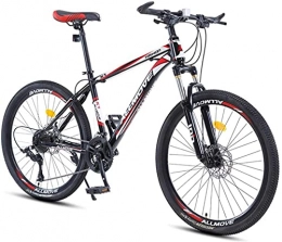 HUAQINEI Mountain Bike HUAQINEI Mountain Bikes, 24 inch mountain bike male and female adult variable speed racing ultra-light bicycle 40 wheels Alloy frame with Disc Brakes (Color : Black red, Size : 21 speed)