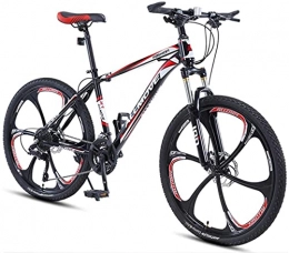 HUAQINEI Mountain Bike HUAQINEI Mountain Bikes, 24 inch mountain bike male and female adult variable speed racing ultra-light bicycle six wheels Alloy frame with Disc Brakes (Color : Black red, Size : 24 speed)