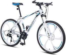 HUAQINEI Bike HUAQINEI Mountain Bikes, 24 inch mountain bike male and female adult variable speed racing ultra-light bicycle six wheels Alloy frame with Disc Brakes (Color : White blue, Size : 24 speed)