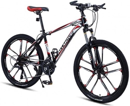 HUAQINEI Mountain Bike HUAQINEI Mountain Bikes, 24 inch mountain bike male and female adult variable speed racing ultra-light bicycle ten wheels Alloy frame with Disc Brakes (Color : Black red, Size : 24 speed)