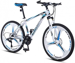 HUAQINEI Mountain Bike HUAQINEI Mountain Bikes, 24 inch mountain bike male and female adult variable speed racing ultra-light bicycle three-knife wheel Alloy frame with Disc Brakes (Color : White blue, Size : 27 speed)
