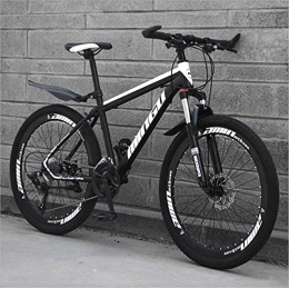 HUAQINEI Bike HUAQINEI Mountain Bikes, 24 inch mountain bike variable speed cross-country shock-absorbing bicycle light road racing 40 wheels Alloy frame with Disc Brakes (Color : Black and white, Size : 21 speed)