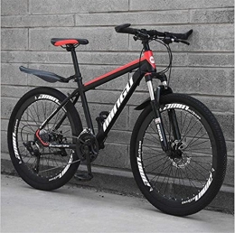 HUAQINEI Bike HUAQINEI Mountain Bikes, 24 inch mountain bike variable speed cross-country shock-absorbing bicycle light road racing 40 wheels Alloy frame with Disc Brakes (Color : Black red, Size : 27 speed)