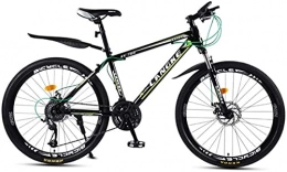 HUAQINEI Mountain Bike HUAQINEI Mountain Bikes, 24 inch mountain bike variable speed male and female spokes wheel bicycle Alloy frame with Disc Brakes (Color : Dark green, Size : 30 speed)