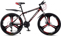 HUAQINEI Mountain Bike HUAQINEI Mountain Bikes, 24 inch mountain bike variable speed male and female three-wheeled bicycle Alloy frame with Disc Brakes (Color : Black red, Size : 30 speed)