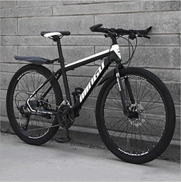 HUAQINEI Bike HUAQINEI Mountain Bikes, 24 inch mountain bike variable speed off-road shock-absorbing bicycle light road racing spoke wheel Alloy frame with Disc Brakes (Color : Black and white, Size : 24 speed)