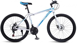 HUAQINEI Mountain Bike HUAQINEI Mountain Bikes, 24-inch spoke wheel for mountain bike, off-road variable speed racing light bicycle Alloy frame with Disc Brakes (Color : White blue, Size : 24 speed)