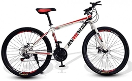 HUAQINEI Mountain Bike HUAQINEI Mountain Bikes, 26 inch mountain bike adult male and female variable speed travel bicycle spoke wheel Alloy frame with Disc Brakes (Color : White Red, Size : 21 speed)