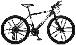 HUAQINEI Mountain Bike HUAQINEI Mountain Bikes, 26 inch mountain bike male and female adult super light variable speed bicycle ten wheels Alloy frame with Disc Brakes (Color : Black and white, Size : 21 speed)