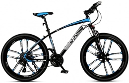 HUAQINEI Bike HUAQINEI Mountain Bikes, 26 inch mountain bike male and female adult ultralight racing light bicycle ten- wheel Alloy frame with Disc Brakes (Color : Black blue, Size : 24 speed)