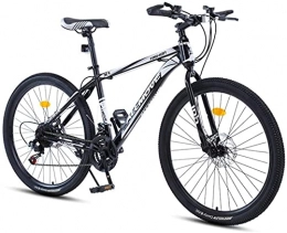 HUAQINEI Mountain Bike HUAQINEI Mountain Bikes, 26 inch mountain bike male and female adult variable speed racing super light bicycle spoke wheel Alloy frame with Disc Brakes (Color : Black and white, Size : 21 speed)