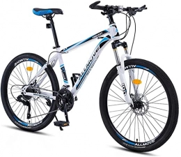 HUAQINEI Mountain Bike HUAQINEI Mountain Bikes, 26 inch mountain bike male and female adult variable speed racing ultra light bicycle 40 wheels Alloy frame with Disc Brakes (Color : White blue, Size : 30 speed)