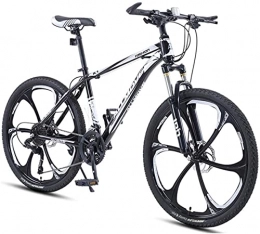 HUAQINEI Bike HUAQINEI Mountain Bikes, 26 inch mountain bike male and female adult variable speed racing ultra-light bicycle six- wheel Alloy frame with Disc Brakes (Color : Black and white, Size : 30 speed)