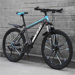 HUAQINEI Mountain Bike HUAQINEI Mountain Bikes, 26 inch mountain bike variable speed cross-country shock-absorbing bicycle portable road racing ten-blade Alloy frame with Disc Brakes (Color : Black blue, Size : 24 speed)