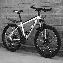 HUAQINEI Mountain Bike HUAQINEI Mountain Bikes, 26 inch mountain bike variable speed cross-country shock-absorbing bicycle portable road racing ten-blade Alloy frame with Disc Brakes (Color : White black, Size : 27 speed)