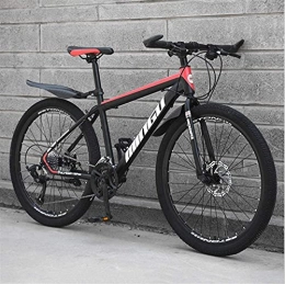 HUAQINEI Mountain Bike HUAQINEI Mountain Bikes, 26 inch mountain bike variable speed off-road shock absorber bicycle light road racing spoke wheel Alloy frame with Disc Brakes (Color : Black red, Size : 21 speed)