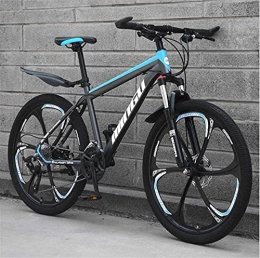 HUAQINEI Mountain Bike HUAQINEI Mountain Bikes, 26 inch mountain bike variable speed off-road shock-absorbing bicycle light road racing six-wheel Alloy frame with Disc Brakes (Color : Black blue, Size : 30 speed)