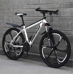 HUAQINEI Bike HUAQINEI Mountain Bikes, 26 inch mountain bike variable speed off-road shock-absorbing bicycle light road racing six-wheel Alloy frame with Disc Brakes (Color : White black, Size : 27 speed)