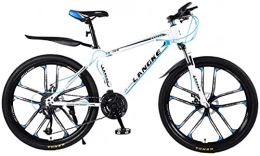 HUAQINEI Mountain Bike HUAQINEI Mountain Bikes, 26 inch mountain bike variable speed ten-wheel bicycle for men and women Alloy frame with Disc Brakes (Color : White blue, Size : 24 speed)