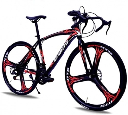 HUAQINEI Mountain Bike HUAQINEI Mountain Bikes, 26-inch road bike with variable speed and double disc brakes, one wheel for racing bicycles Alloy frame with Disc Brakes (Color : Black red, Size : 27 speed)