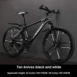HUIGE Mountain Bike HUIGE 24-30 Speed Mountain Bicycle, Lightweight Aluminum Alloy Frame, Shock-Absorbing Front Fork, Kone Disc Brakes, for Mountain Bike Cycling, White, 30 speed