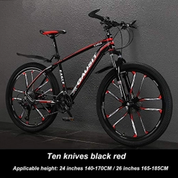 HUIGE Bike HUIGE Bicycle Mountain Bike for Adults 24-30 Speed Shifter Accelerator with Lightweight Aluminum Full Suspension Frame, Suspension Fork, Disc Brake 10 Cutter Wheel, Red, 27 speed