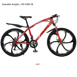 HUITAO Mountain Bike HUITAO Carbon Steel Thickened Mountain Bike Shock Absorber, Bicycle 26 Inch 21 Speed Disc Brake Student Car Adult Bicycle, Red, 21 speed