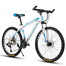 HUWAI Bike HUWAI Full Dual-Suspension Mountain Bike, Mountain Bike for Men and Women, Status 24, 26-Inch Wheels, Medium High-Tensile Steel Frame, white blue, 24 inches