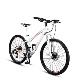 HWOEK Adults Mountain Bike, Double Disc Brake 26 Inch Mountain Bicycle with Front Suspension Adjustable Sport Seat 27 Speed Unisex,White