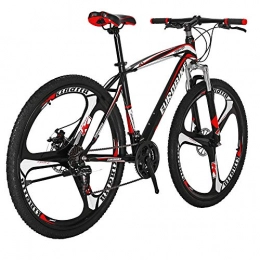 Hybike Bike Hybike Mountain Bikes HYX1 27.5 Inches 3 Spoke Wheels 21 Speed Mountain Bicycle Dual Disc Brake Bicycle Blackred
